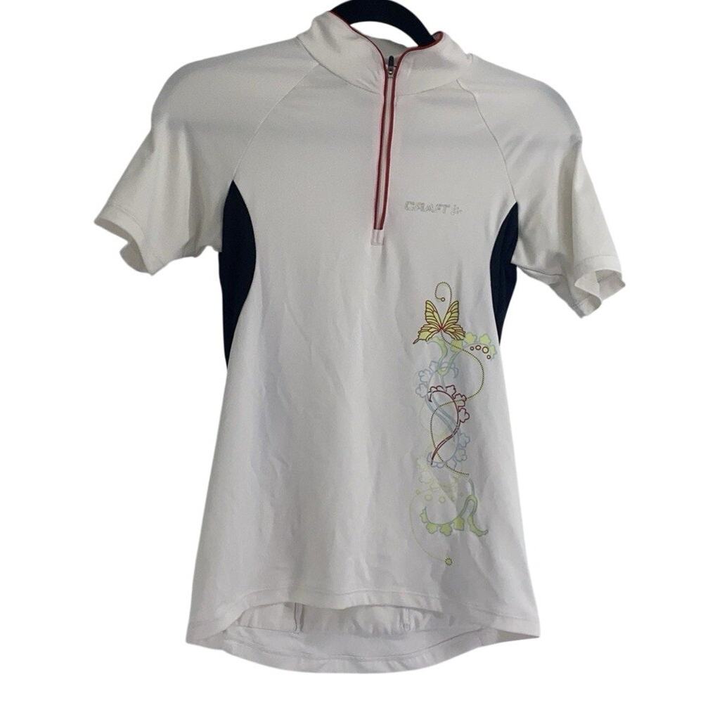 CRAFT L1 VENTILATION CYCLING BIKE JERSEY White With Butterfly Quarter Zip Small